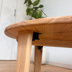 【つい触りたくなる国産ヒノキの折畳みちゃぶ台】直径90㎝　角が丸い　北欧風　ローテーブル（木製脚）【サイズオーダー可】 11枚目の画像