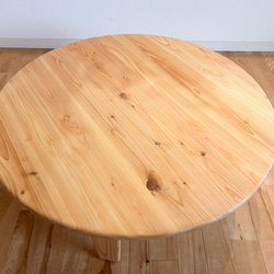 【つい触りたくなる国産ヒノキの折畳みちゃぶ台】直径90㎝　角が丸い　北欧風　ローテーブル（木製脚）【サイズオーダー可】 13枚目の画像