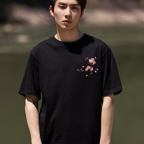 お直し無料】半袖 梅の花の刺繍 Tシャツ メンズ GD-619 Tシャツ