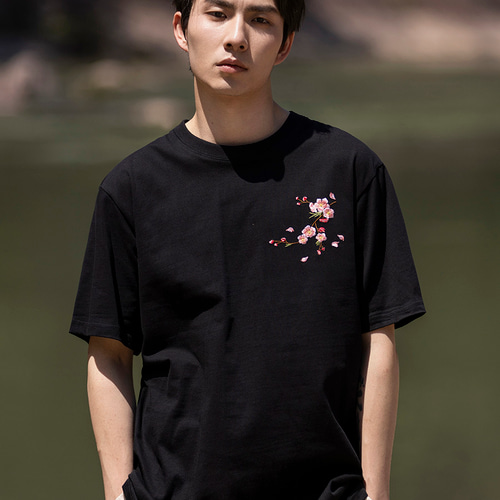 Kolor 刺繍Tシャツ　男女兼用 unisex】アニマル サガラ刺繍 ワンポイントTシャツ / ワンポイント刺繍