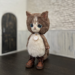 うさ耳帽子のごーぐるにゃんこ ぬいぐるみ　羊毛フェルト 11枚目の画像