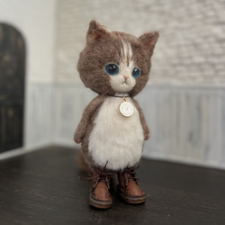 うさ耳帽子のごーぐるにゃんこ ぬいぐるみ　羊毛フェルト 10枚目の画像