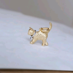 K18 子猫のペンダントトップ 中】 18金猫ネックレス プラチナ鈴