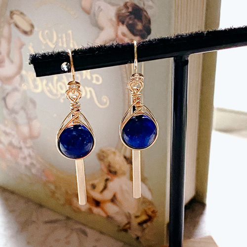 14KGF ラピスラズリ 天然石 ピアスチャーム 【ピアスフック別売り