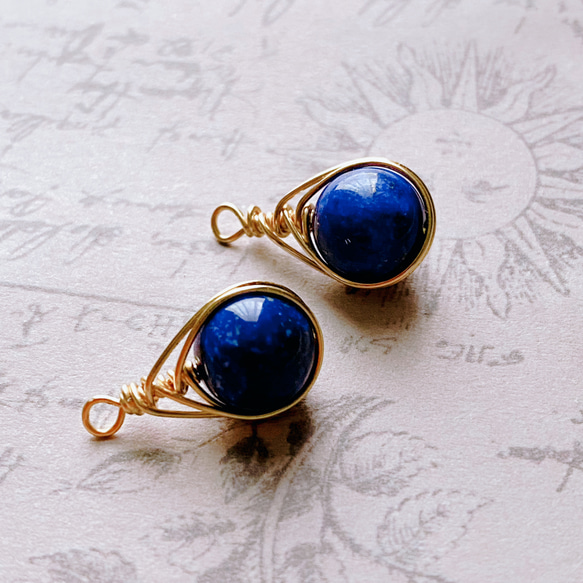14KGF ラピスラズリ 天然石 ピアスチャーム 【ピアスフック別売り