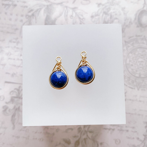 14KGF ラピスラズリ 天然石 ピアスチャーム 【ピアスフック別売り