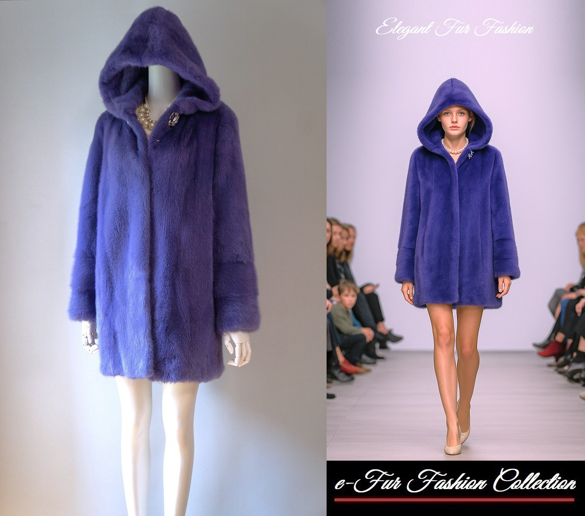 媚びないさわやかなラベンダーバイオレットミンクコートファーコート毛皮コート新品1点物☆豪華なリアルファーコートフード付