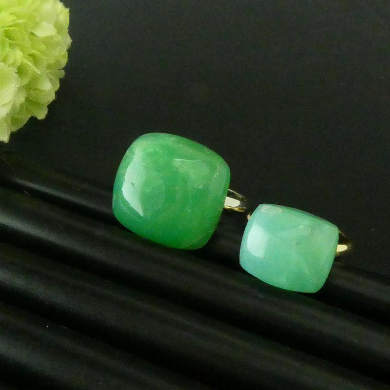 天然石指輪　キャンディリング「クリソプレーズ」　フリーサイズリング　レクタングル　珍しい　グリーン　個性的　一点物