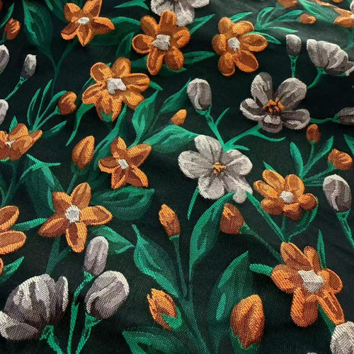 j10▽ジャガード生地▽花柄 立体色織り マルチカラー 大人可愛い ジャ