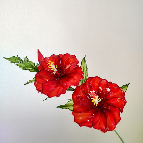 ハイビスカス♡ハワイアン♡ディップアート♡アメリカンフラワー