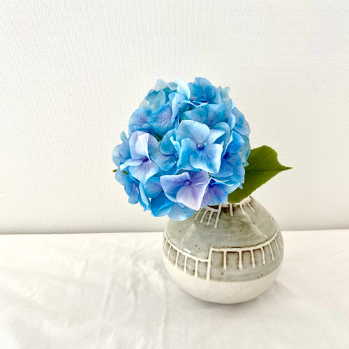 樹脂粘土のアジサイ＊クレイフラワー＊一輪挿し紫陽花 アートフラワー