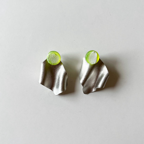 錫アクセサリー】2way tin pierce mini【neon yellow】 ピアス