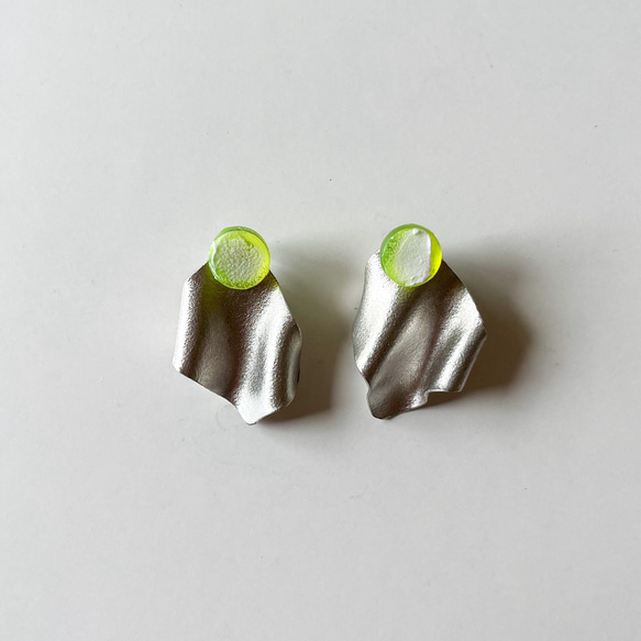 錫アクセサリー】2way tin pierce mini【neon yellow】 ピアス