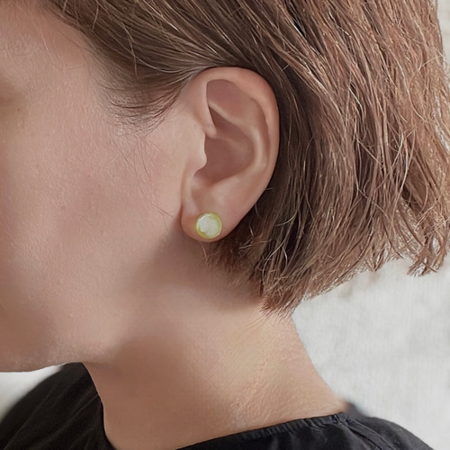 錫アクセサリー】2way tin pierce mini【neon yellow】 ピアス（その他