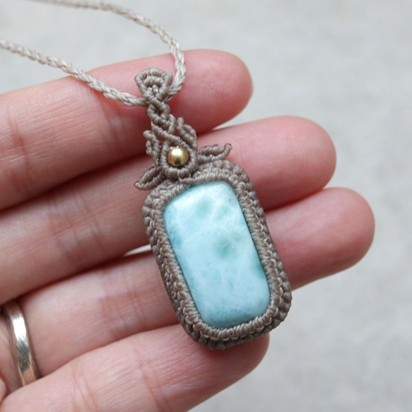 ラリマー天然石マクラメネックレスmac390エスニックアジアンエキゾチックなアレルギーフリーのアクセサリー 12枚目の画像