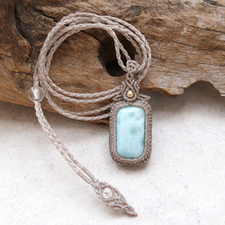 ラリマー天然石マクラメネックレスmac390エスニックアジアンエキゾチックなアレルギーフリーのアクセサリー 9枚目の画像