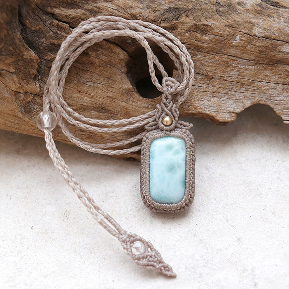 ラリマー天然石マクラメネックレスmac390エスニックアジアンエキゾチックなアレルギーフリーのアクセサリー 9枚目の画像