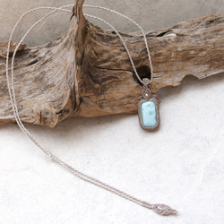 ラリマー天然石マクラメネックレスmac390エスニックアジアンエキゾチックなアレルギーフリーのアクセサリー 5枚目の画像