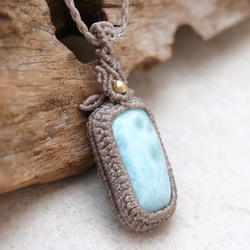 ラリマー天然石マクラメネックレスmac390エスニックアジアンエキゾチックなアレルギーフリーのアクセサリー 3枚目の画像