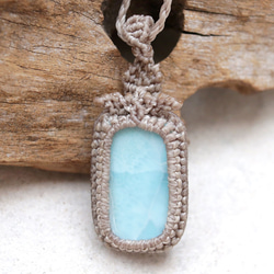 ラリマー天然石マクラメネックレスmac390エスニックアジアンエキゾチックなアレルギーフリーのアクセサリー 11枚目の画像