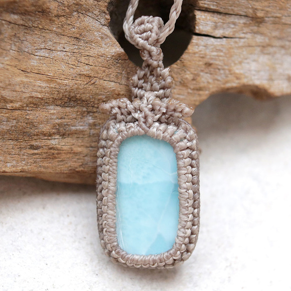 ラリマー天然石マクラメネックレスmac390エスニックアジアンエキゾチックなアレルギーフリーのアクセサリー 11枚目の画像