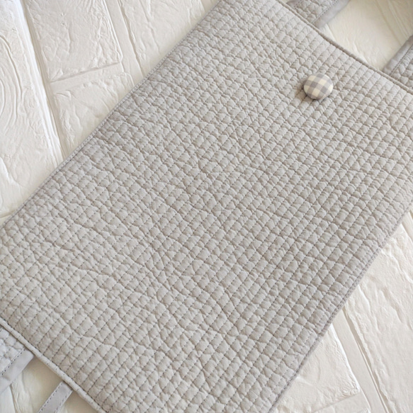 レビューブックカバー ヌビキルト グレー チェック 3枚目の画像