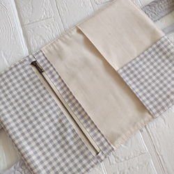 レビューブックカバー ヌビキルト グレー チェック 2枚目の画像