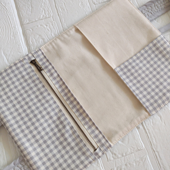 レビューブックカバー ヌビキルト グレー チェック 2枚目の画像