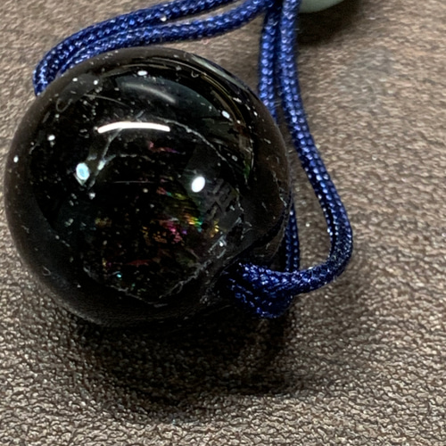 レインボー入りチベット産 天然モリオン 14mm 最強の魔の除石 黒