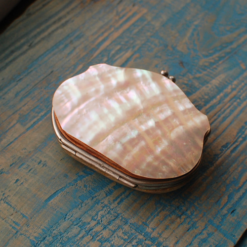 古いマザーオブパールのコインパース がま口 フランスアンティーク