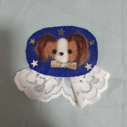 羊毛フェルト フェルト ブローチ 犬 パピヨン ブローチ みっくりん