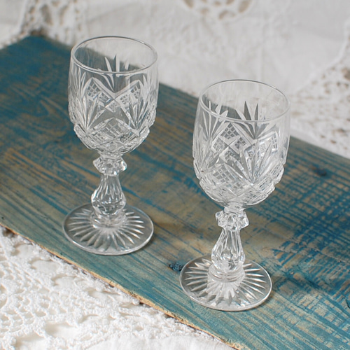 古いクリスタルのリキュールグラス フランス ～1940年 ワイングラス