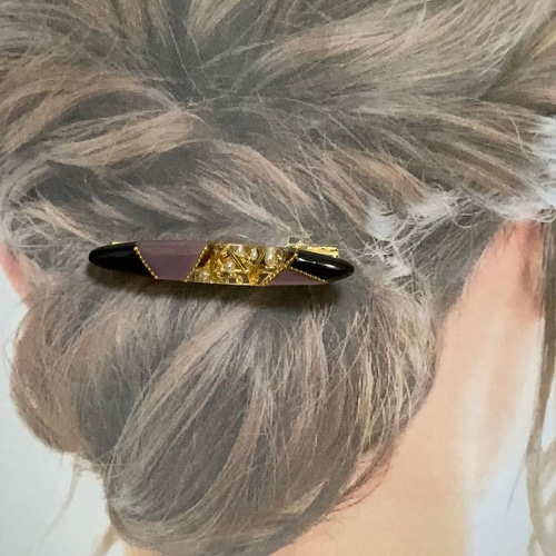 レジン ハンドメイド 幾何学模様 カラフル ヘアクリップ ヘア 