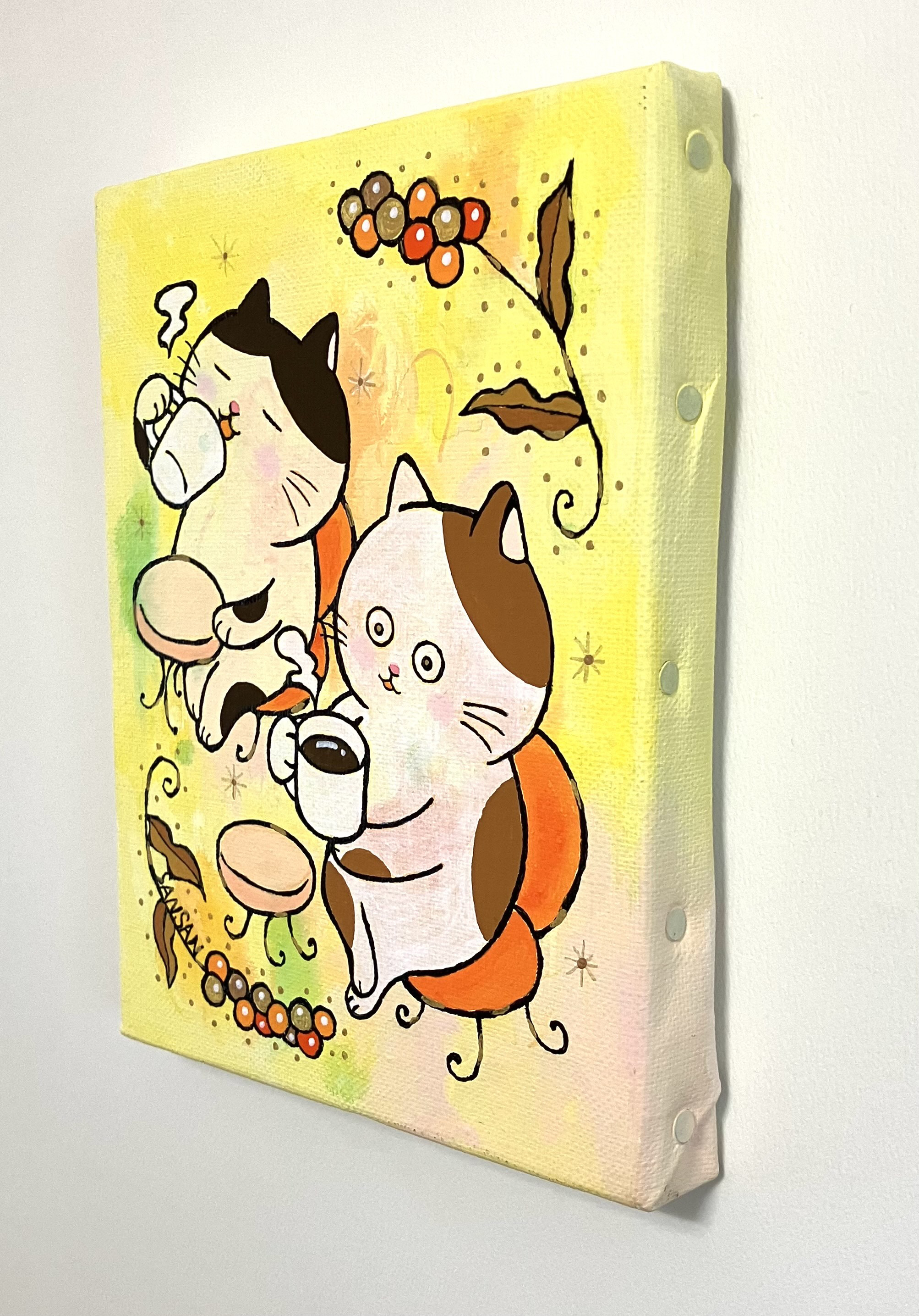 絵画 原画 現代アート アクリル画 キャンバス パグ 犬
