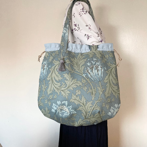 new》ウィリアムモリス・ダーツ入り巾着トートバッグ2way トートバッグ 