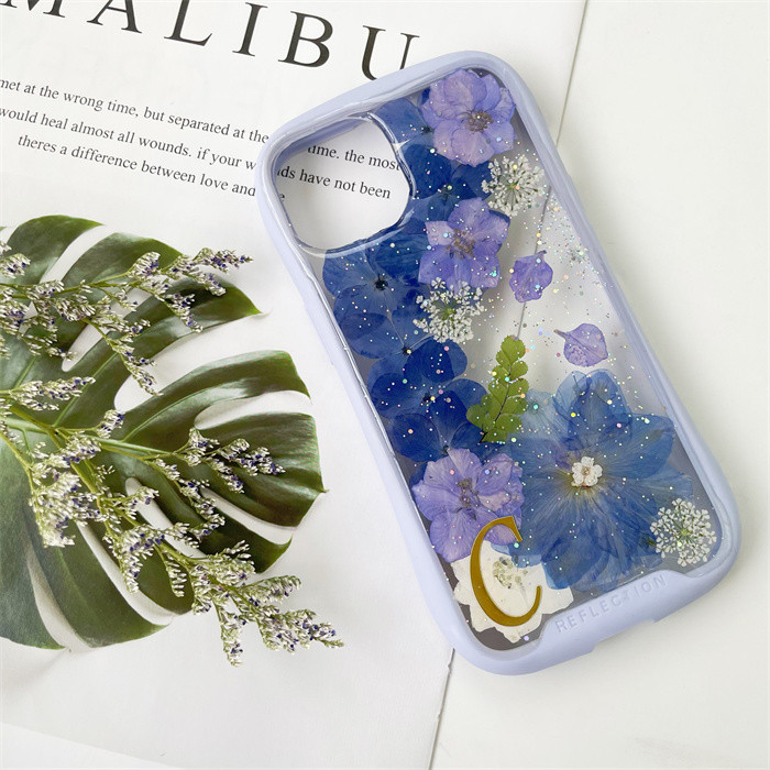 紫陽花iFace風押し花ケース、iPhoneのみ対応、手帳型、iPhone17、iPhone17pro、iPhone8