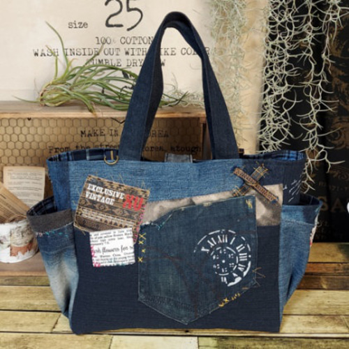 刺繍デニムバック No.524 デニムリメイク ショルダーバッグ 刺繍デニムバック No.524 デニムリメイク ショルダーバッグ