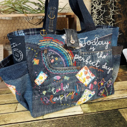 刺繍デニムバック No.524 デニムリメイク ショルダーバッグ 刺繍デニムバック No.524 デニムリメイク ショルダーバッグ