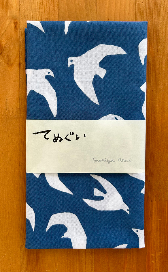 てぬぐい 「おどるとり」青 4枚目の画像