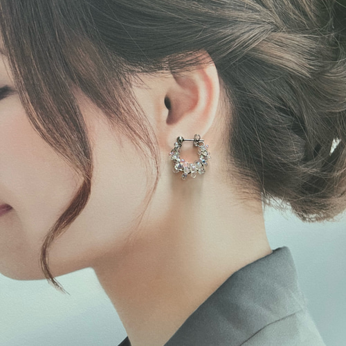 ファルファーレシルバー＊イヤリングorピアス(クリア・オーロラ