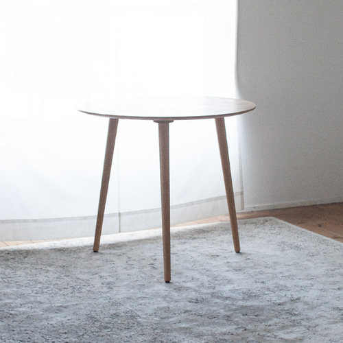 オーク材の3本足ラウンドダイニング［3サイズ 70cm 80cm 90cm