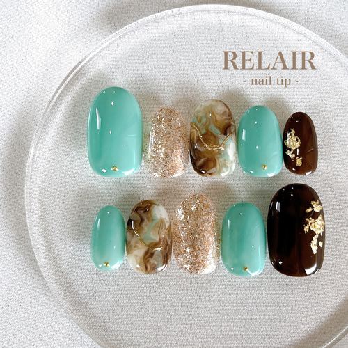 ネイルチップ チョコミント ミントグリーン チョコ 夏ネイル ネイル