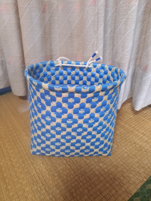 ＰＰバンドで作る作業、収穫用の プラカゴ（はけご）オーダー用 PPバンドかご(ベルト通し付き はけご 中)収穫かご、プラカゴ