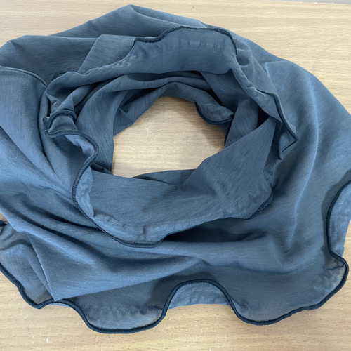 さらさらすべすべスーパーロング綿100%ブルーグレーハンドメイドネック  