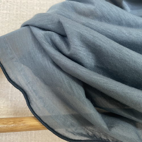 さらさらすべすべスーパーロング綿100%ブルーグレーハンドメイドネック  