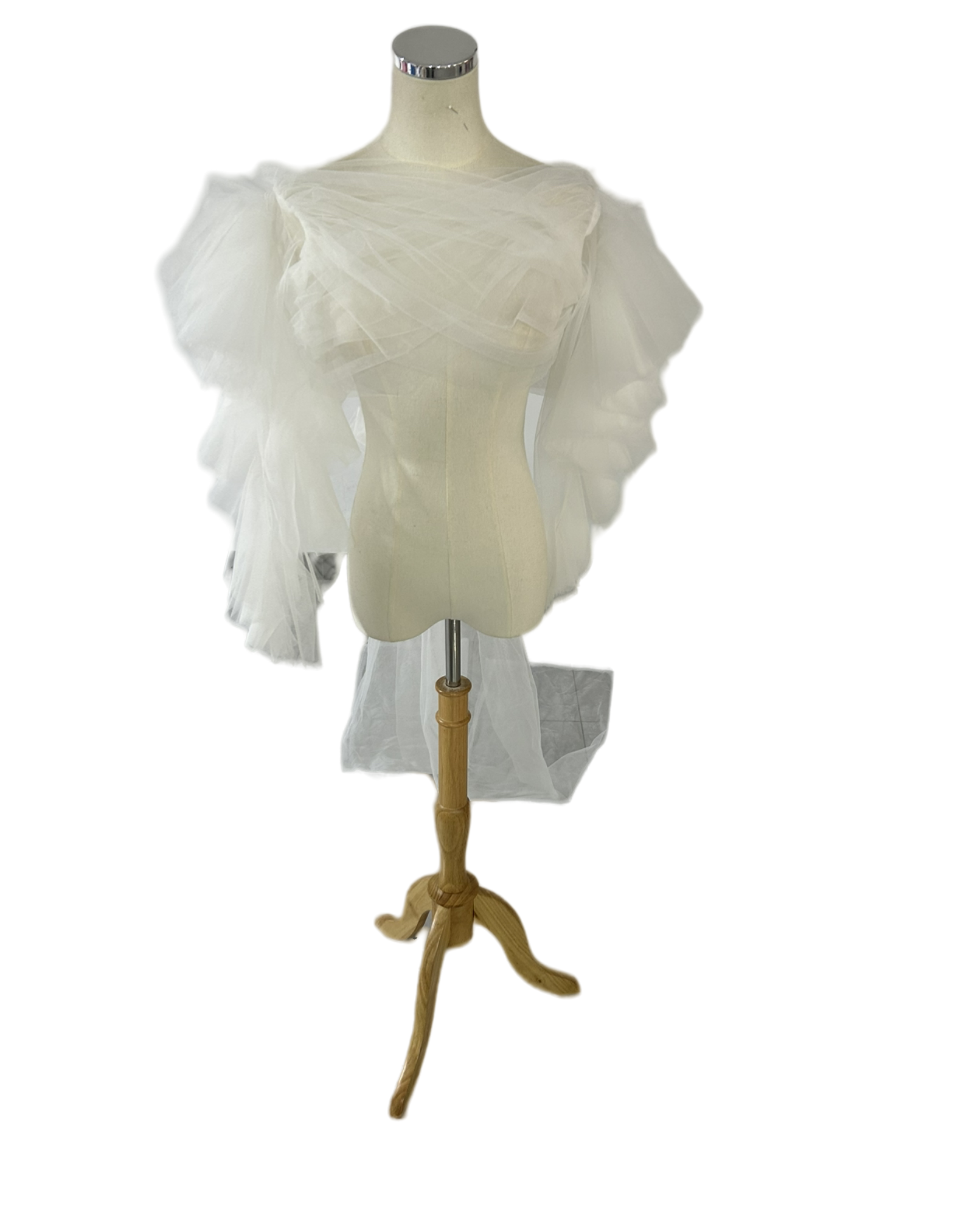 ベール風ボレロ　ソフトチュールトップス　ドレスアレンジ　シンプルドレスを豪華に変装！