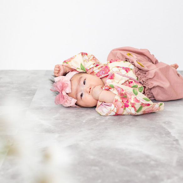 【即納可】小さなこどものベビー袴/さくら×クリーム【セパレート】 7枚目の画像