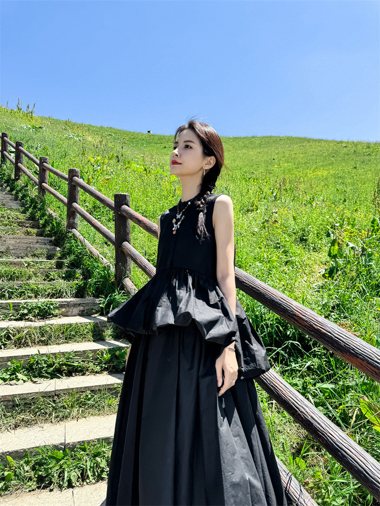 ノースリーブ  リュクス  ロング ワンピース フレア ノースリーブ リュクス ロング ワンピース フレア6232