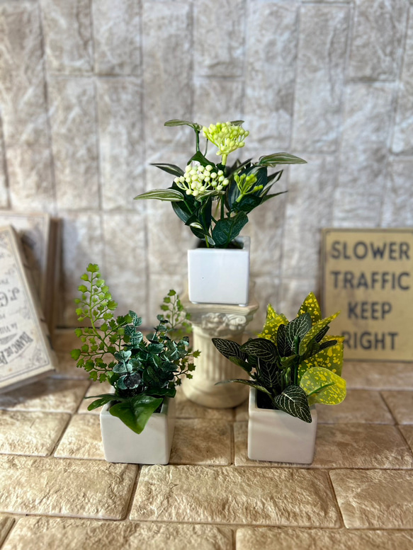 光触媒　人工観葉植物　ウォールグリーン　フェイクグリーン　3種観葉アレンジj 4枚目の画像