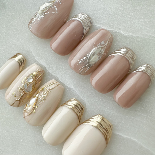 ミラーフレンチ×シェルの大人夏ネイル ネイルチップ（つけ爪） nail_ie